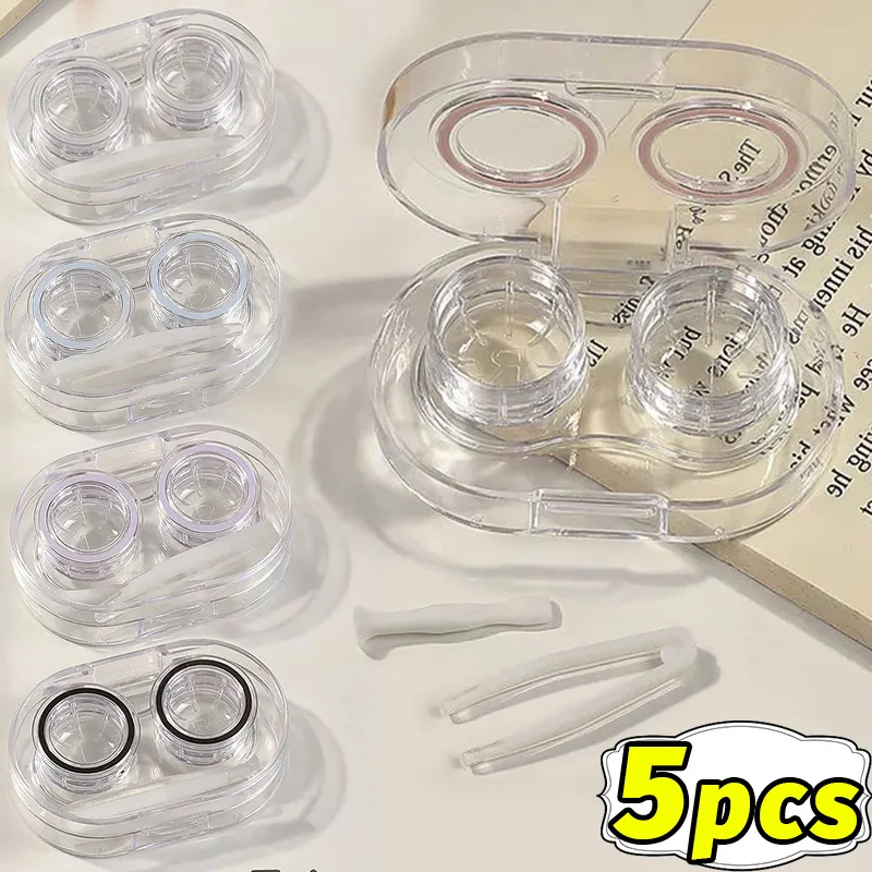 Small Plastic Contact Lens Cases Simple Oval Transparen Portable Eye Contacts Le