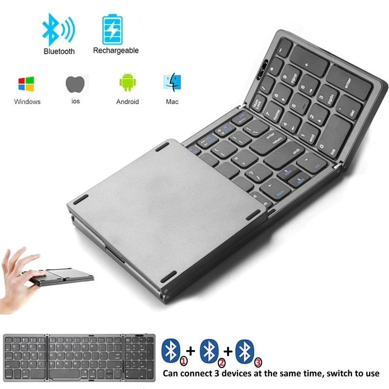 Wireless Folding Keyboard Mini Bluetooth Keyboard For Windows Android IOS Mac OS