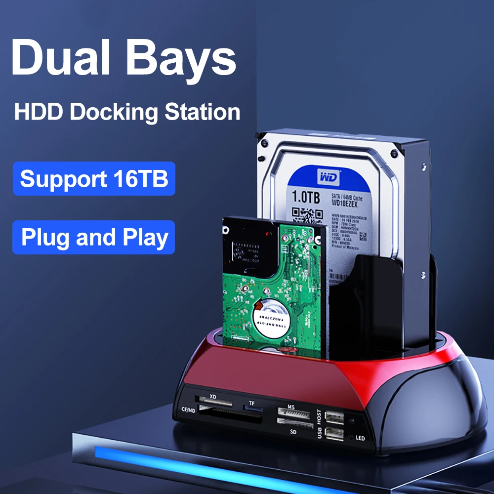 10 IN 1 IDE SATA USB3.0 Dual Bay External Hard Disk Drive 2.5 inch 3.5 inch HDD 