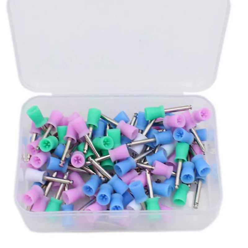 100PCS/Box Dentistry Polishing Cup Latch Type Rubber Tooth Polishing Brush Proph