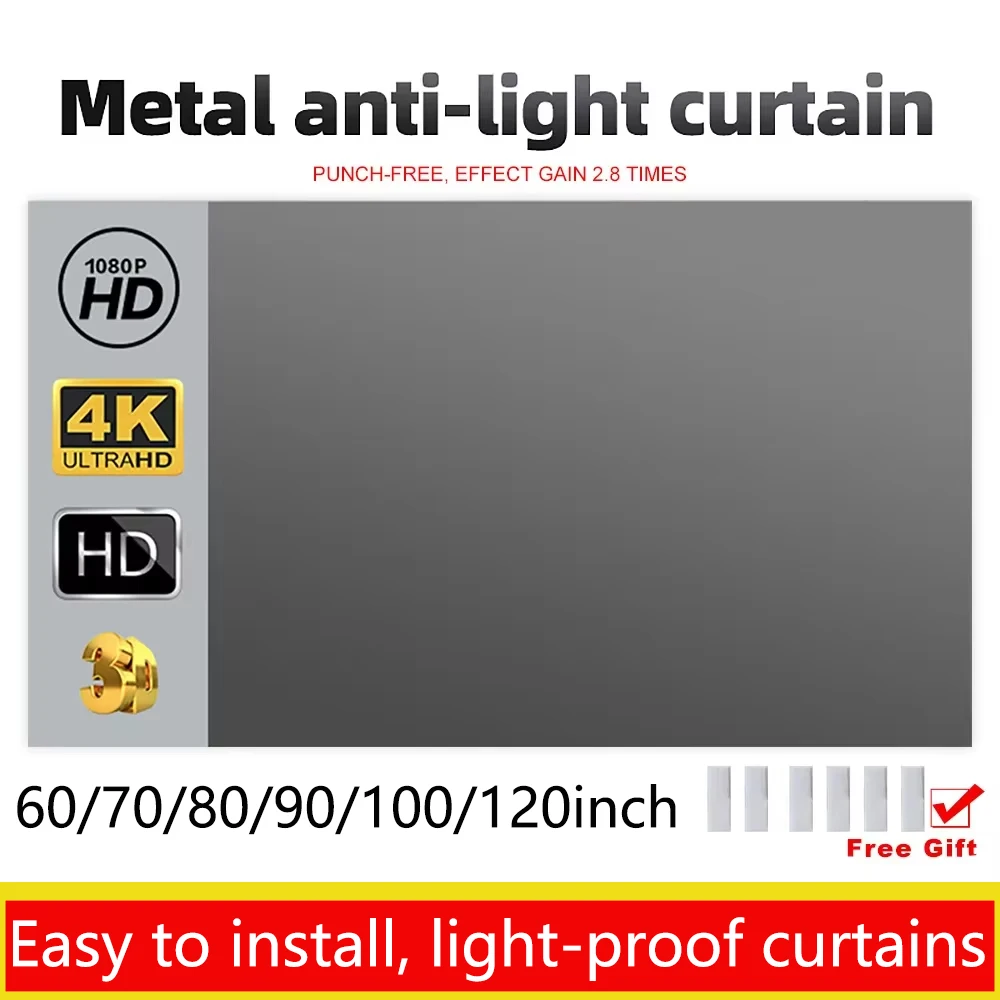 4K High-definition Simple Home Projector Metal Material Foldable 16:9 Anti Light