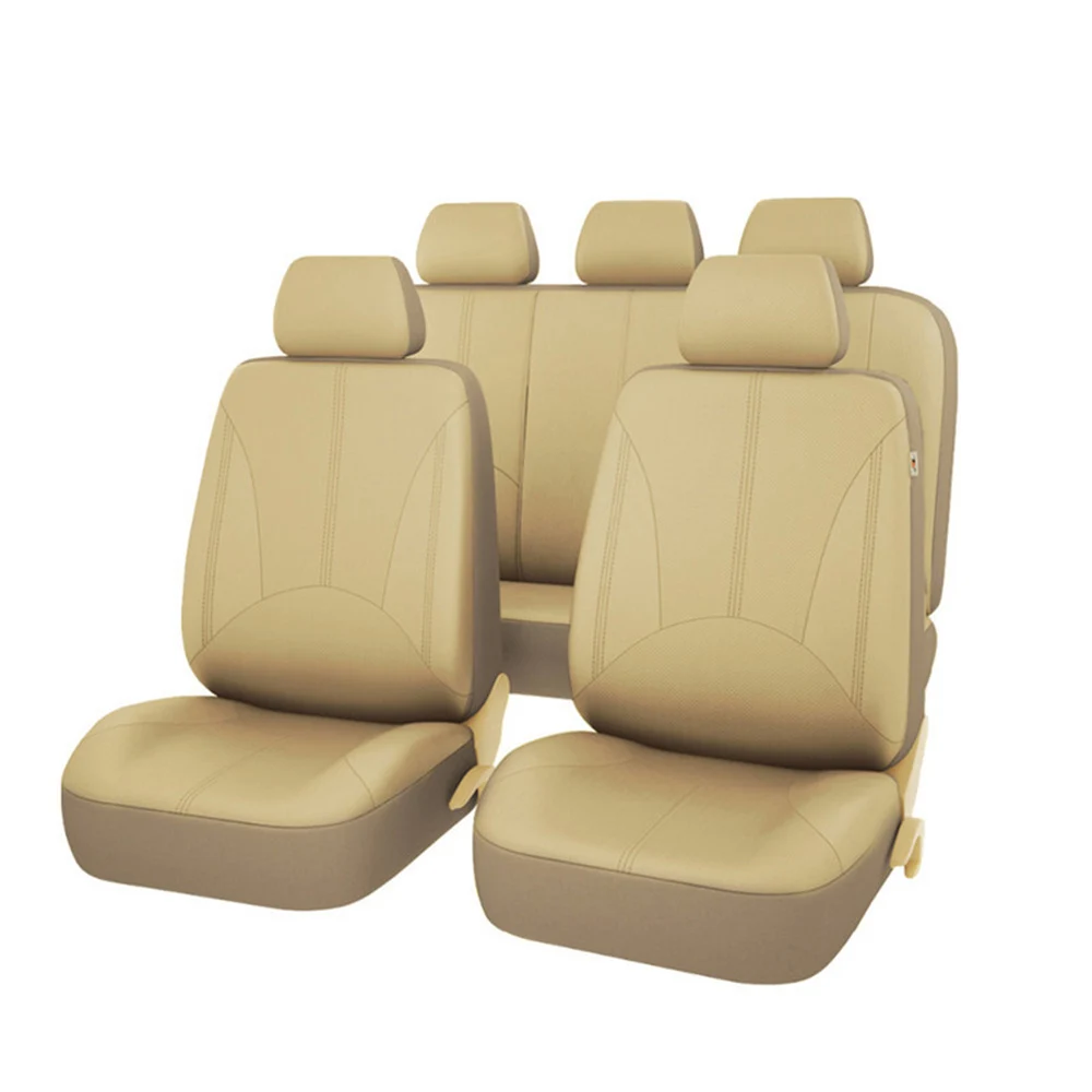 9/4PCS Car Seat Covers Universal Breathable Leather Seat Protector Set Auto Inte