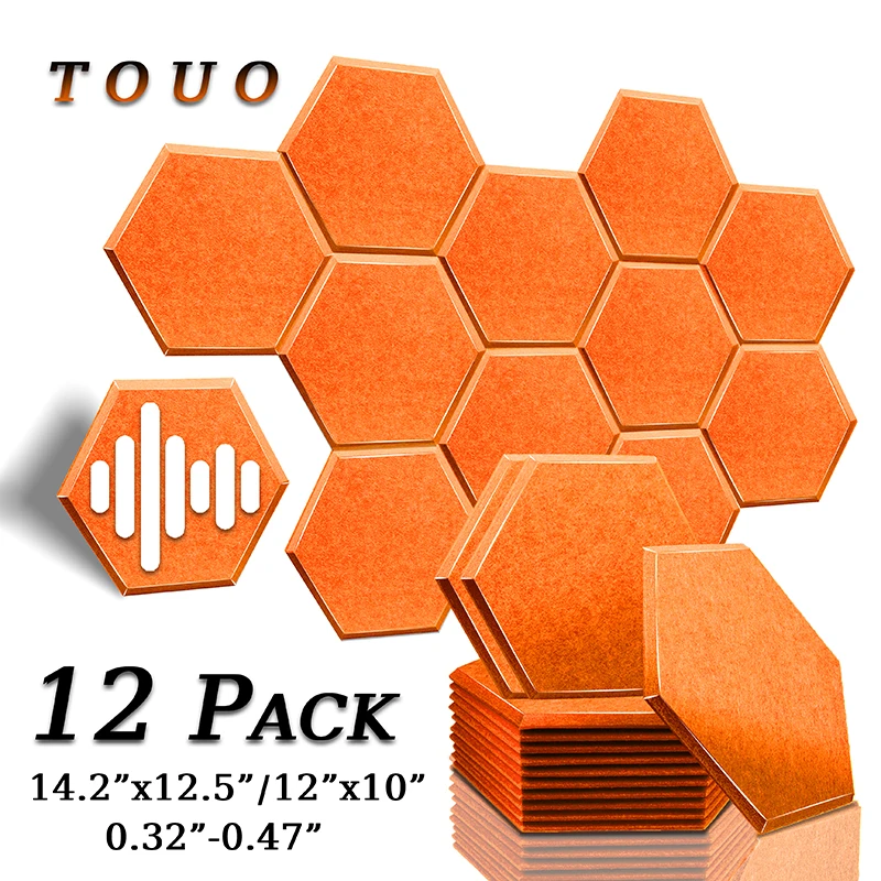 TOUO 12pcs Acoustic Panel High Density Studio Acoustic Treatment Soundproofing M