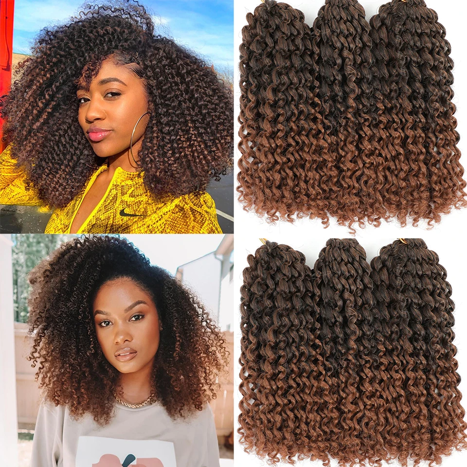 Crochet Hair Short Style Kinky Curly Ombre Color 8 Inch Afro Kinky Twist Hair Sy