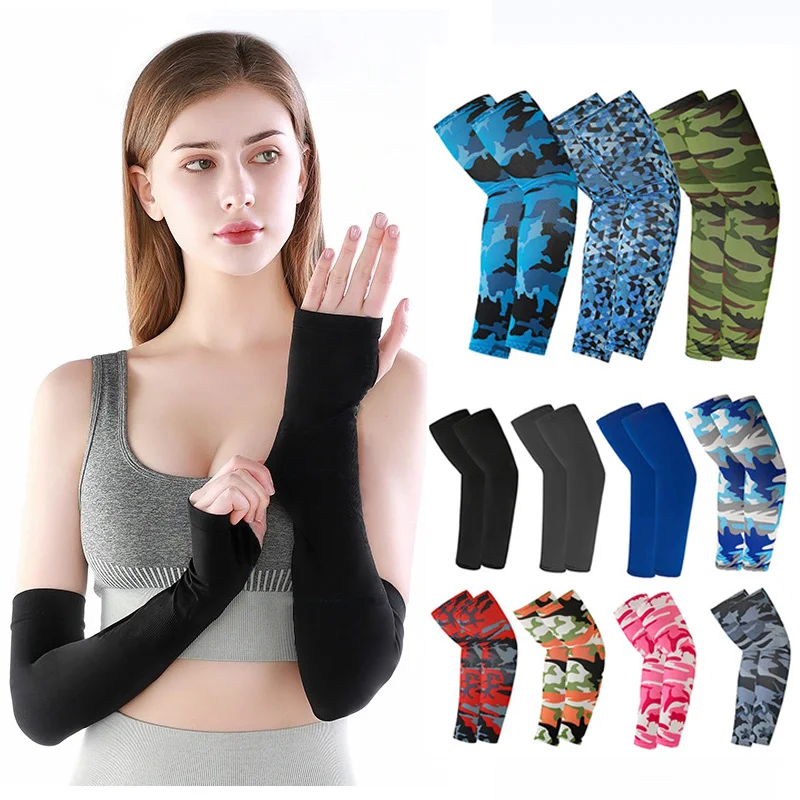 Camo Ice Silk Arm Sleeves Running Cycling Camouflage Sun-protective Sleeve Fashi