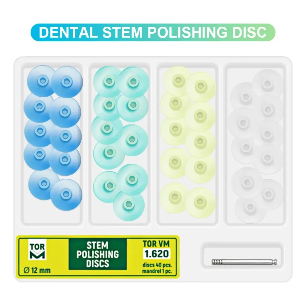 40Pcs/Box Dental Polishing Stem Discs Composite Medium with 1pc Mandrel 1.620 De