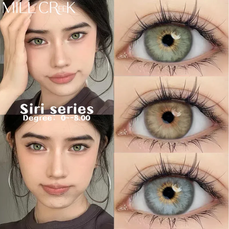 MILL CREEK 2PCS New Color Contact Lenses with Prescription Natural Blue Contact 