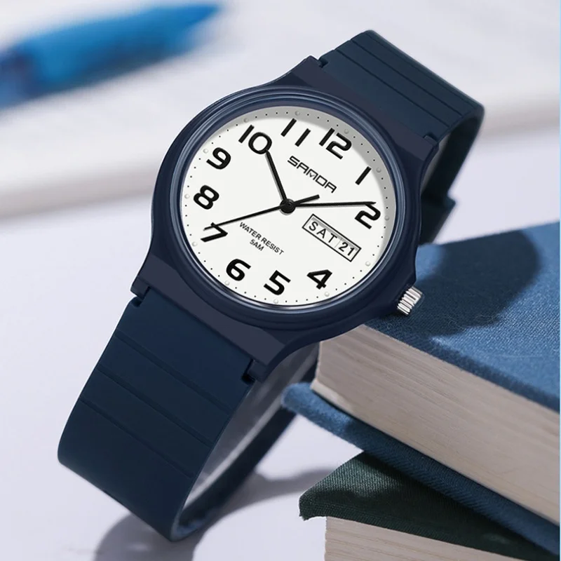 SANDA 9072 Mini Simple Students Wrist Watches Soft TPU Light Fashion Water Resis