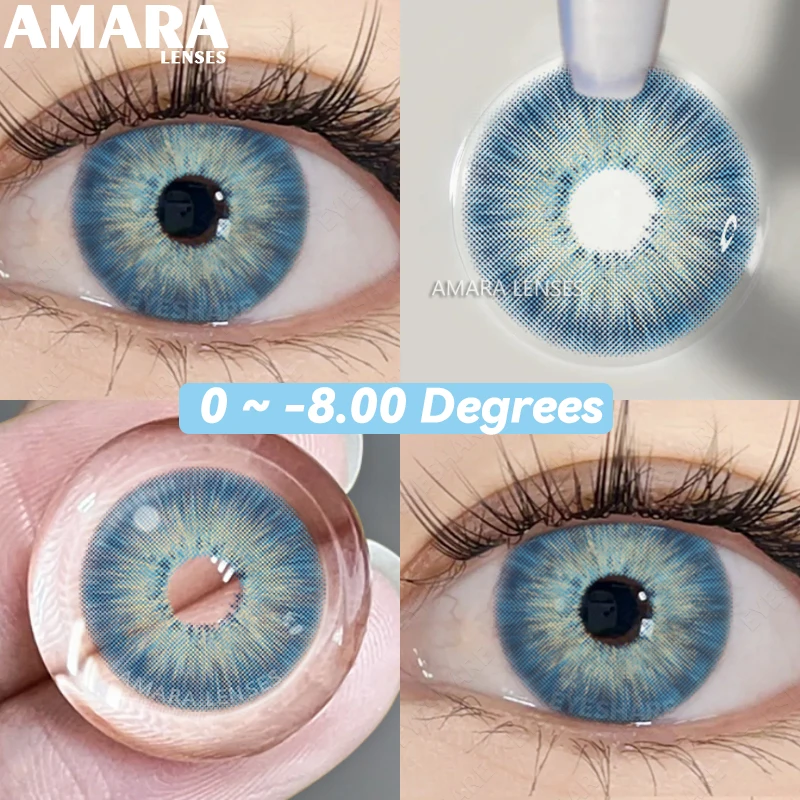 AMARA 0~-8.00 Degrees 1Pair Myopia Color Contact Lenses for Eyes Fashion Lenses 