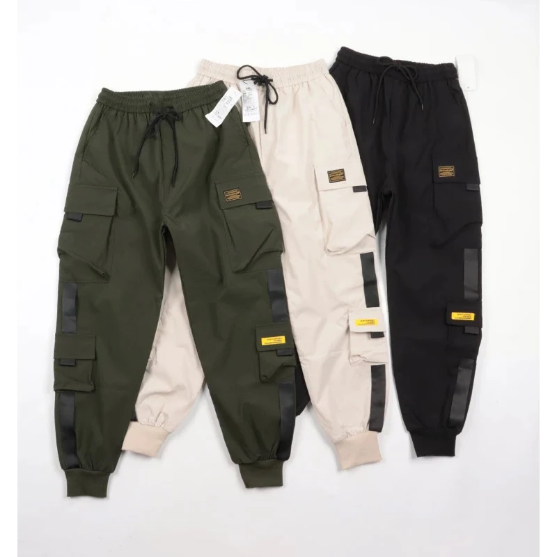Loose Fit Multi Pocket Joggers For Spring Summer, Men's Street Style Waist Draws