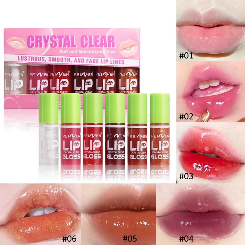 6 Colors Lip Gloss Glass Moisturizing Lip Oil Liquid Lipstick Waterproof Long-la