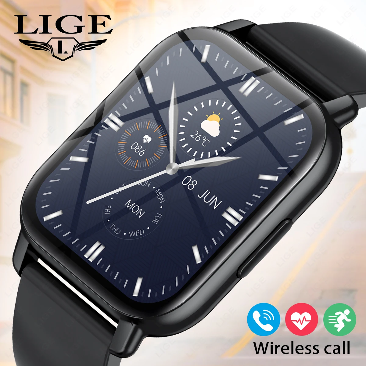 LIGE For All Smartphone Connections AMOLED Screen Smart Watch AI Voice Bluetooth