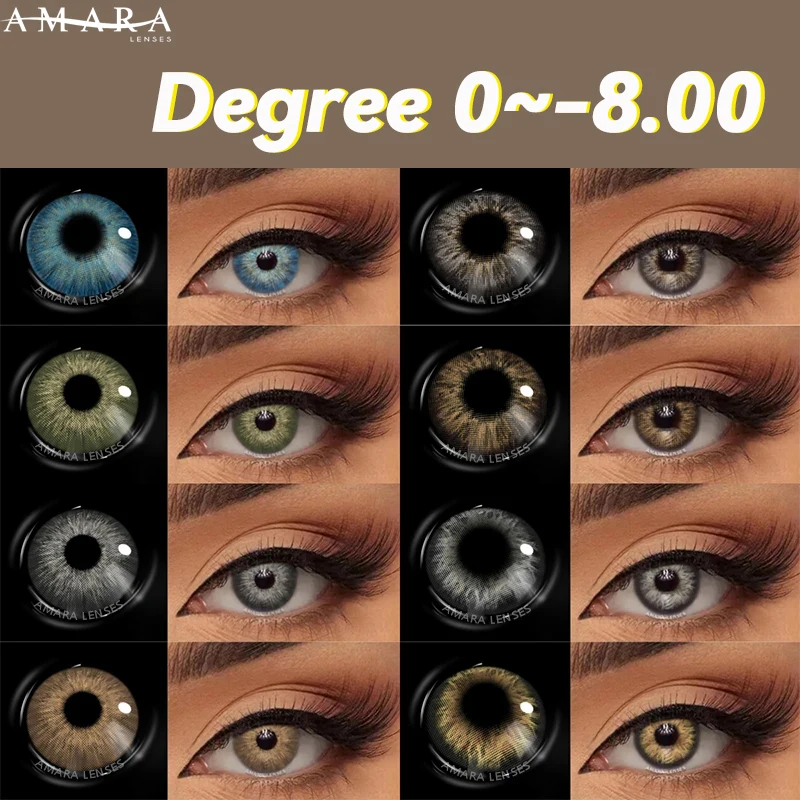 AMARA Myopia Lenses 0~-8.0 Degree 1 Pair Color Contact Lenses for Eyes Lenses Pr