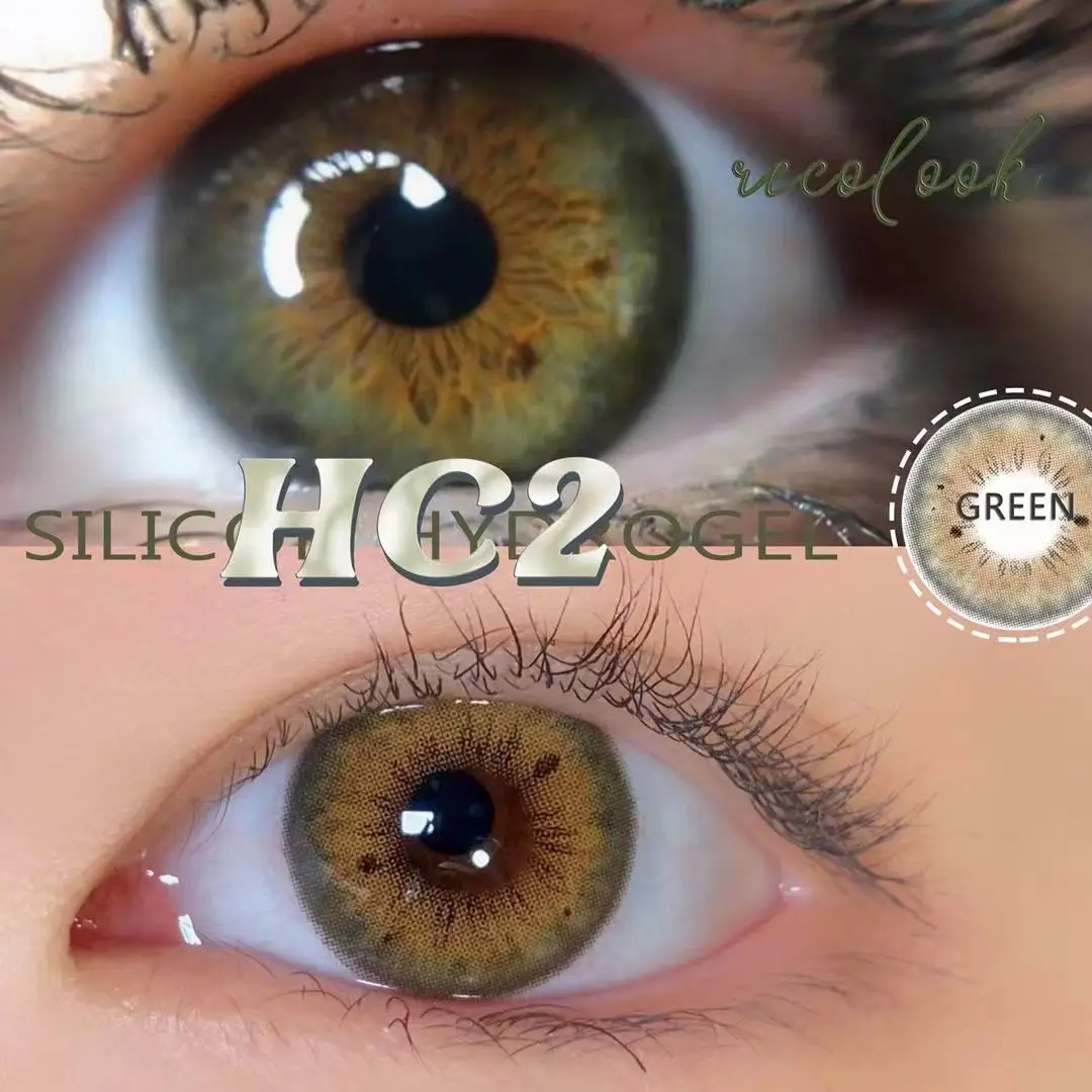 2Pieces Colored Contact Lenses Bueatiful Pupil Color Circle Lens Green Iris Pres