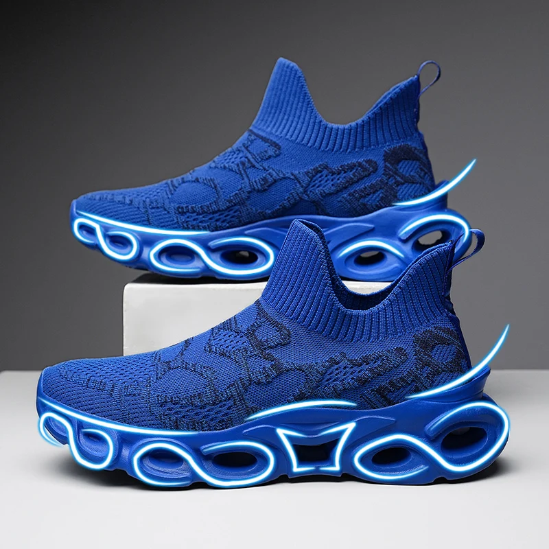 Hot Sale Fashion Blade Running Shoes Men Blue Casual Sports Sneakers Men Lightwe