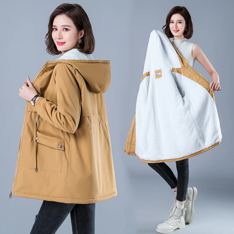 Winter Jacket Cotton Warm Puffer Coat Women Casual Parkas With Lining Plush hood