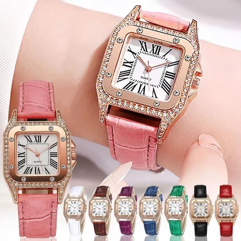 New Women Watches Luxury Watch Ladies Wrist Watches Women Leather Strap Crystal 