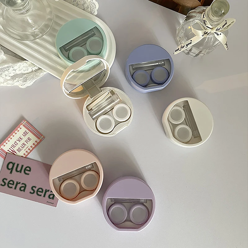 Cute Candy Color Contact Lens Case For Girl Cute Portable Contact Lens Box Kit B
