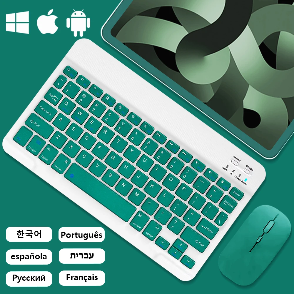 For Android Ios Windows Dark Green Bluetooth Wireless Keyboard And Durable Mouse