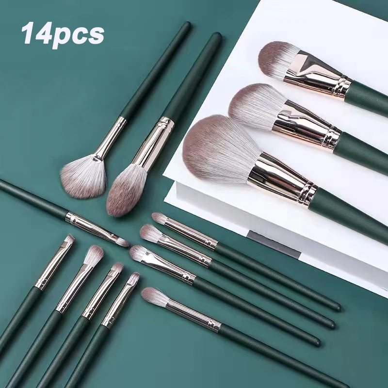 14Pcs Makeup Brushes Set Large Fluffy Soft Eye Shadow Foundation Brush Women Cos
