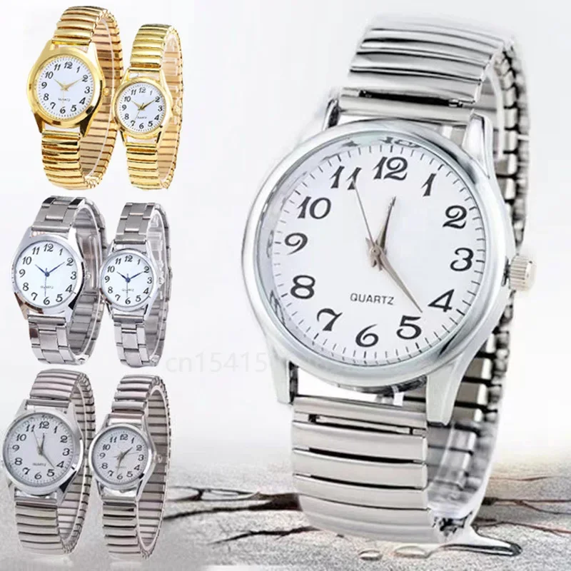 Man Women Couple Wrist Watches Stainless Steel Band Alloy Lovers Business Quartz