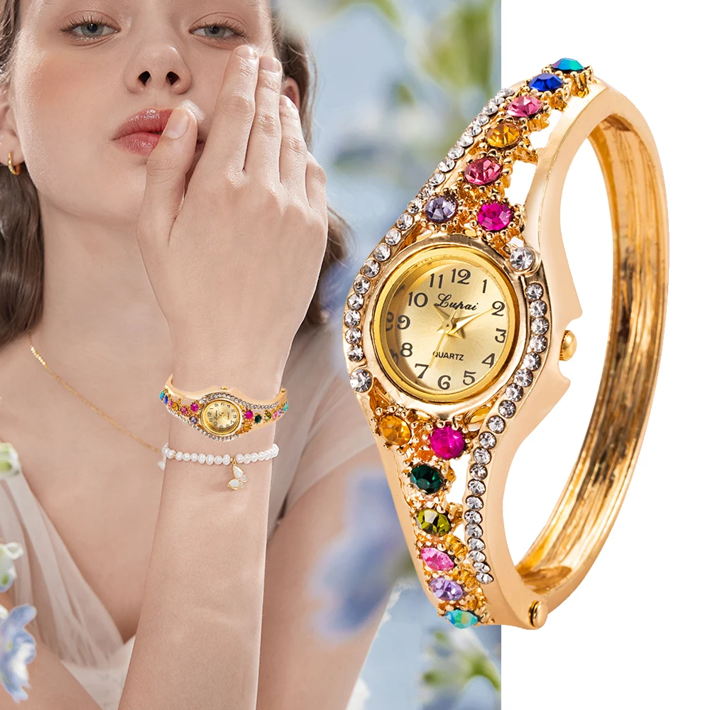 Women Watches Luxury Rhinestone Small Dial Waterproof Dresses Diamonds Bracelet 