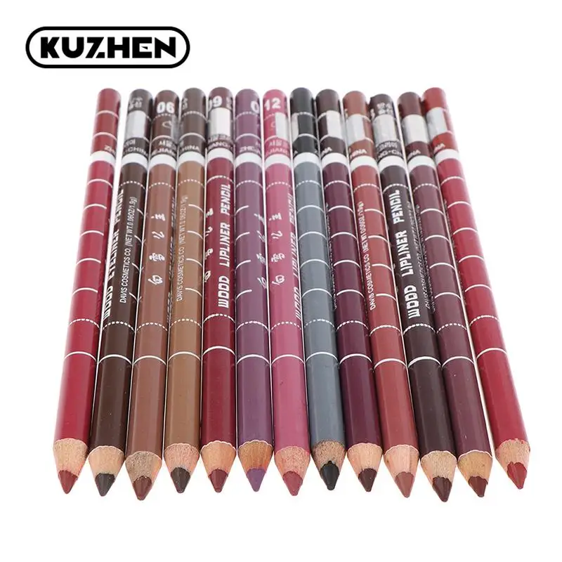 Professional Wood Lip liner Waterproof Lady Charming Lip Liner Soft Pencil Makeu