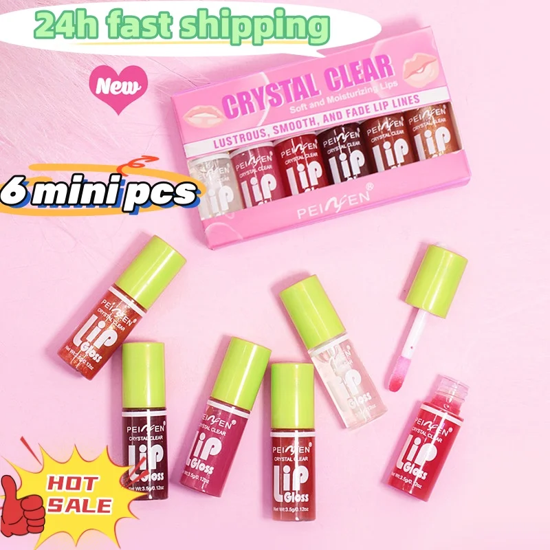 6Pcs Mirror Lip Glaze Set Moisturizing Pudding Lipgloss Long lasting Lip Protect