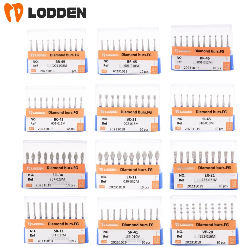 10pcs Diamond Burs Drill BR-49 ???????????? Dental Ball Round Type Burs High Spe