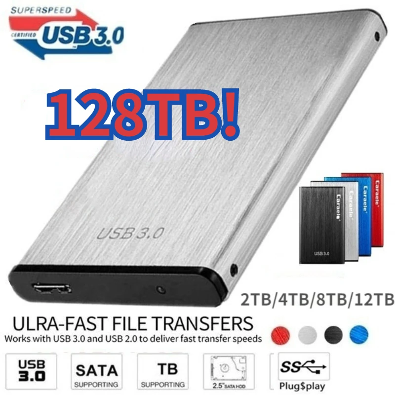 High speed portable external hard disk mass storage USB3.0 interface 2TB -128TB 