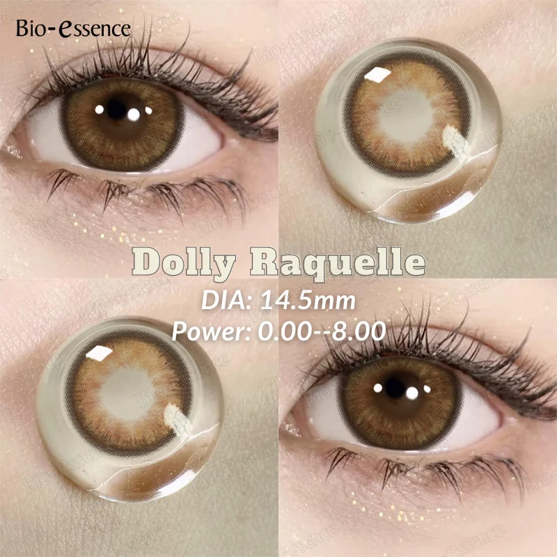 Bio-essence 2Pcs Colored Contacts Lens with Prescription Brown Natural Lens Year