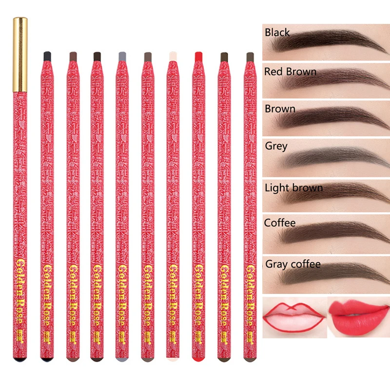 Long Lasting Waterproof Eyebrow Pencils Peel Off Red Lip Pencil Set For Microbla