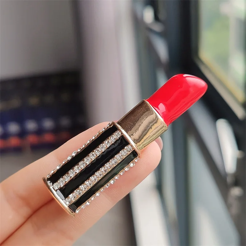 fashionable simple colorful enamel lipstick brooch women clothing accessories pi