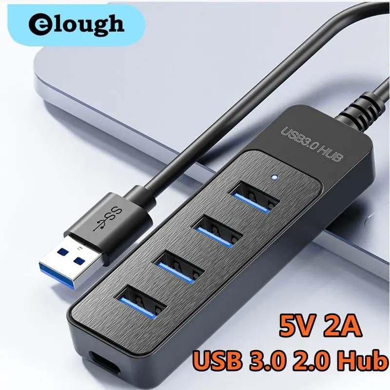Elough USB3.0 HUB 4Ports Multi USB 3.0 2.0 Splitter Hub USB Type c Power Adapter