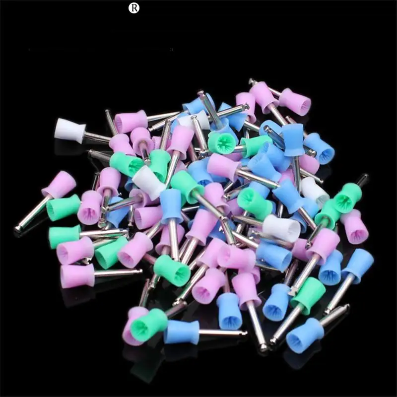 100pcs Dental Polishing Cup Tooth Polish Colorful Rubber Brush Polisher Prophy f