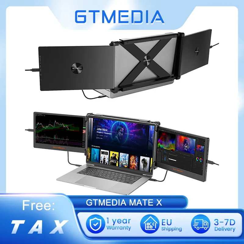 Portable Dual Screen Monitor Laptop Screen Extender for 13-17.3" Laptop, 60Hz Re