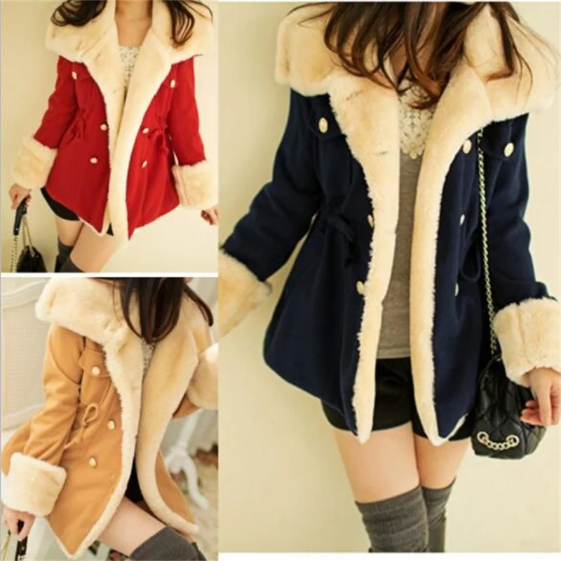 2022 Winter Autumn Warm Coats Woolen Slim Double Breasted Thick Coat Jacket Casu