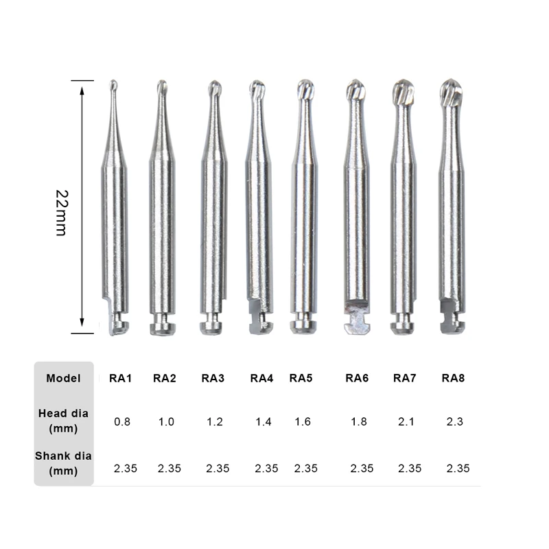 5pcs/box New Dental Tungsten Carbide Burs Slow Speed Round RA Series For Dentist