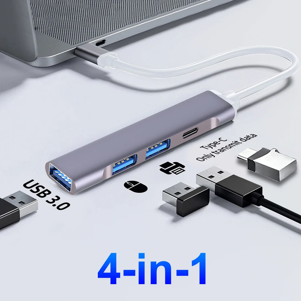 4 Ports USB 3.0 HUB TYPE-C HUB Multi USB Splitter Type-C 5Gbps High Data Transmi