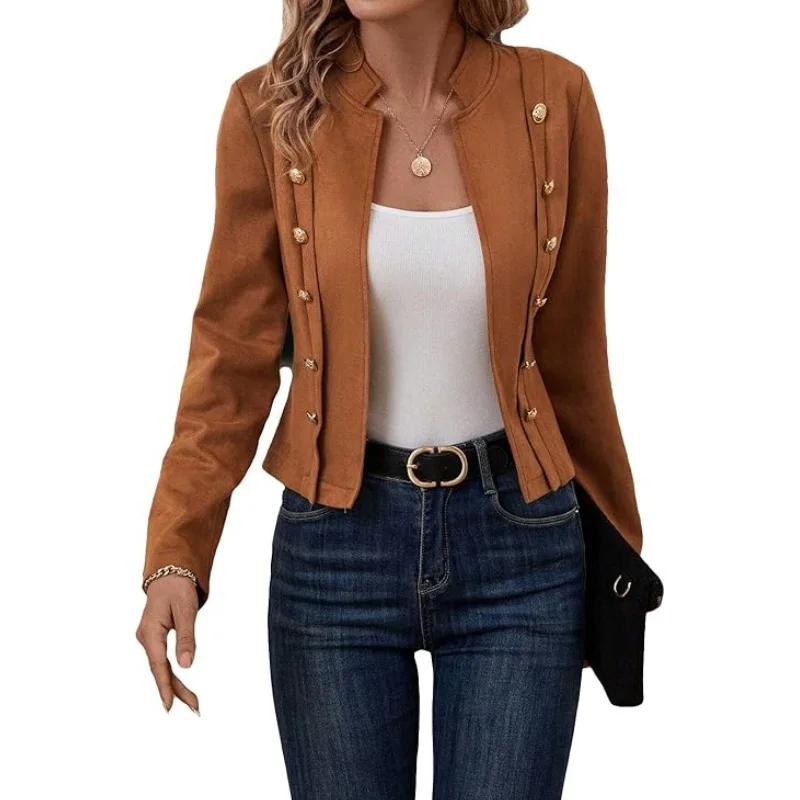 Women's Streetwear Short Jacket Designed Elegant Open Stitch Jacket Commuter Mat
