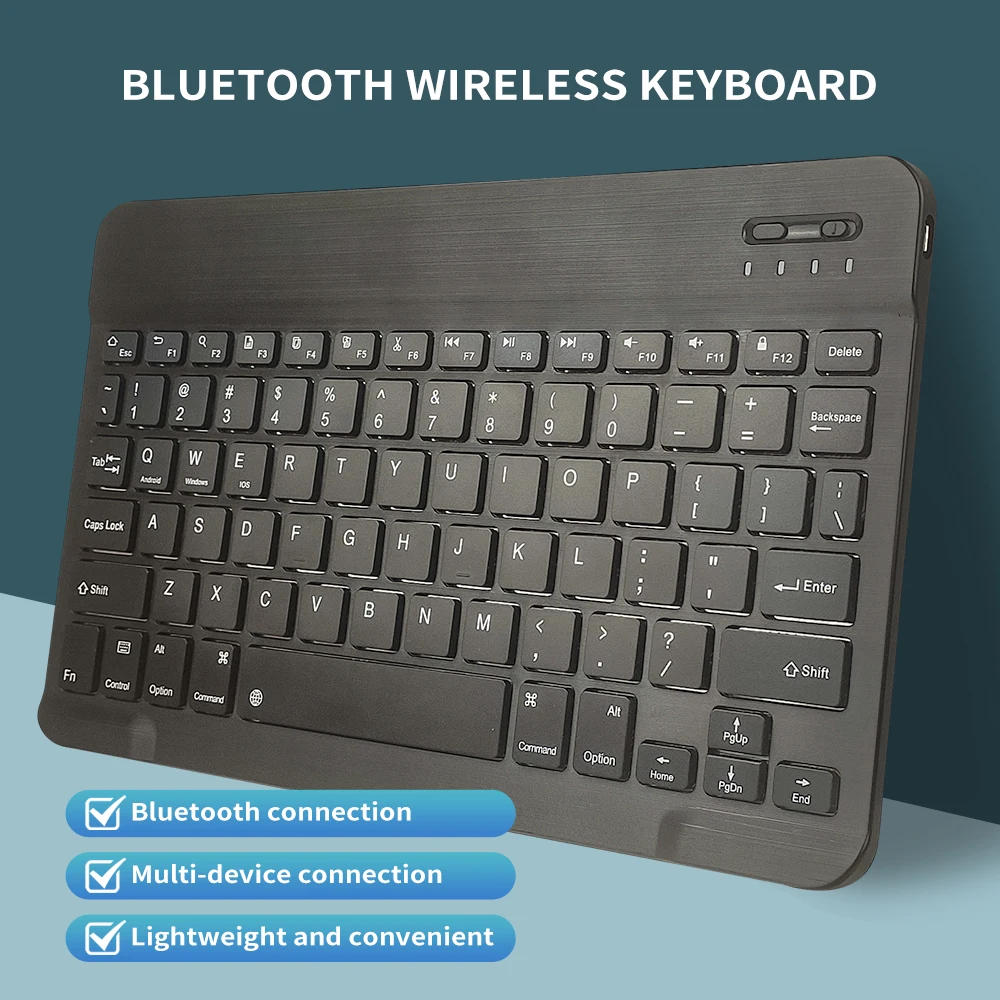 Bluetooth Keyboard Wireless Rechargeable Black 10 Inch Keyboard For IOS Android
