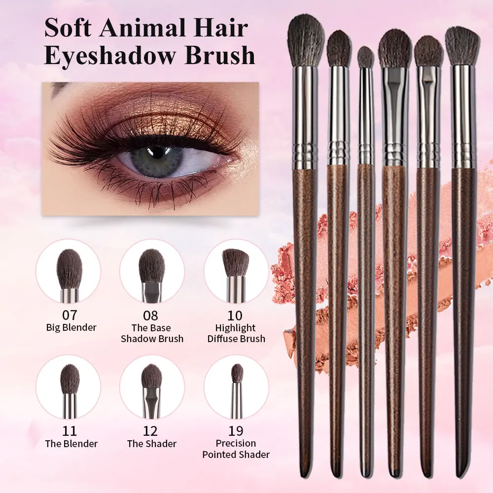 OVW Cosmetic 2/6 pcs Makeup Eye Shadow Brush Set Goat Hair Tool Ultra Soft Make 