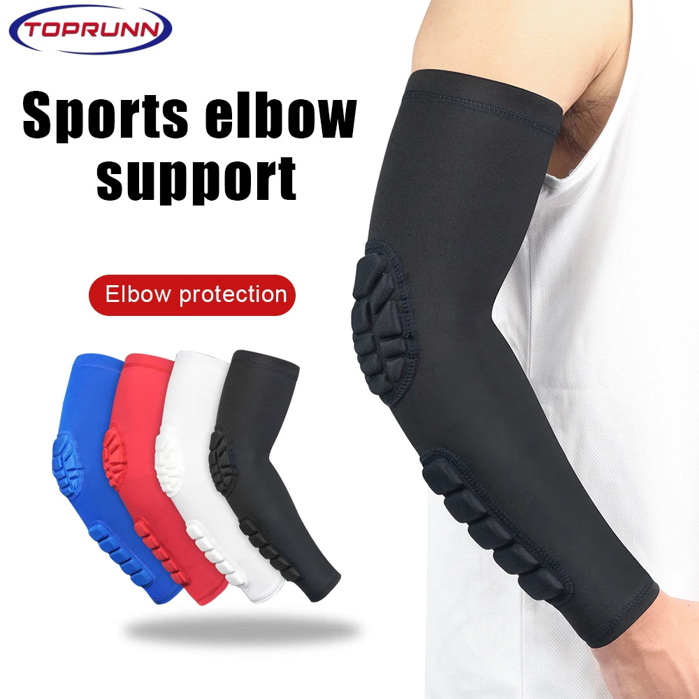 TopRunn 1pc Arm Sleeve,Compression Arm Sleeve w Elbow Pad for Football,Volleybal