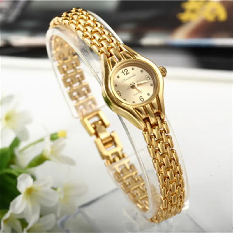 Golden Bracelet Watch For Women Small Dial Luxury Ladies Wristwatch Steel Elegan