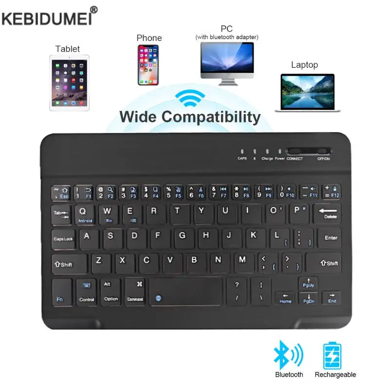 7/10inch Bluetooth Keyboard Wireless Keyboard Bluetooth Mini English Russian Key