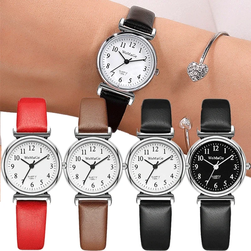 Women Watches Vintage Small Dial Watch Sweet Leather Strap Casual Ladies Quartz 