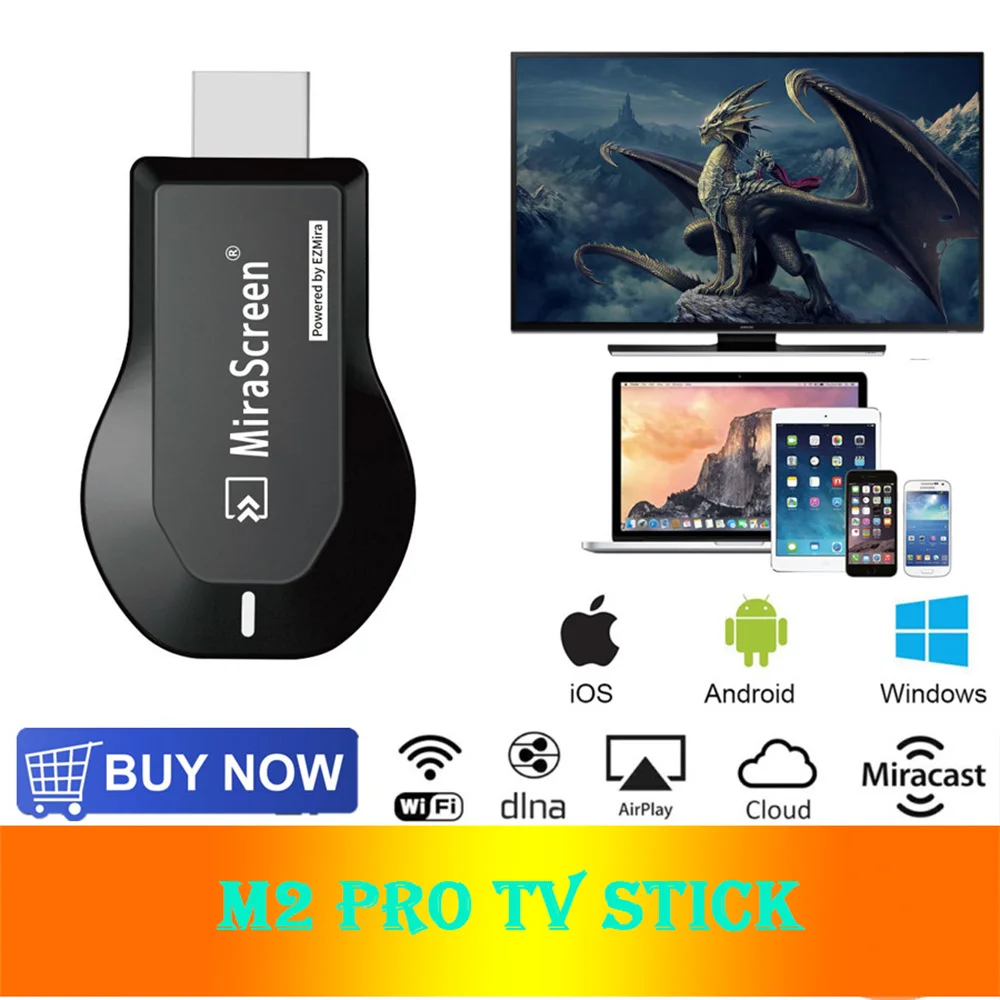 M2 Pro Wireless WiFi TV Stick Display TV Dongle HDMI-compatible Smart TV Screen 