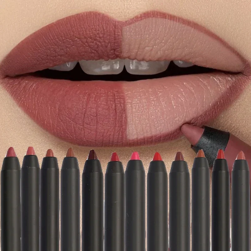 Nude Brown Lip Liner Pencil Lipstick Matte Smooth Waterproof Lipliner Long Lasti