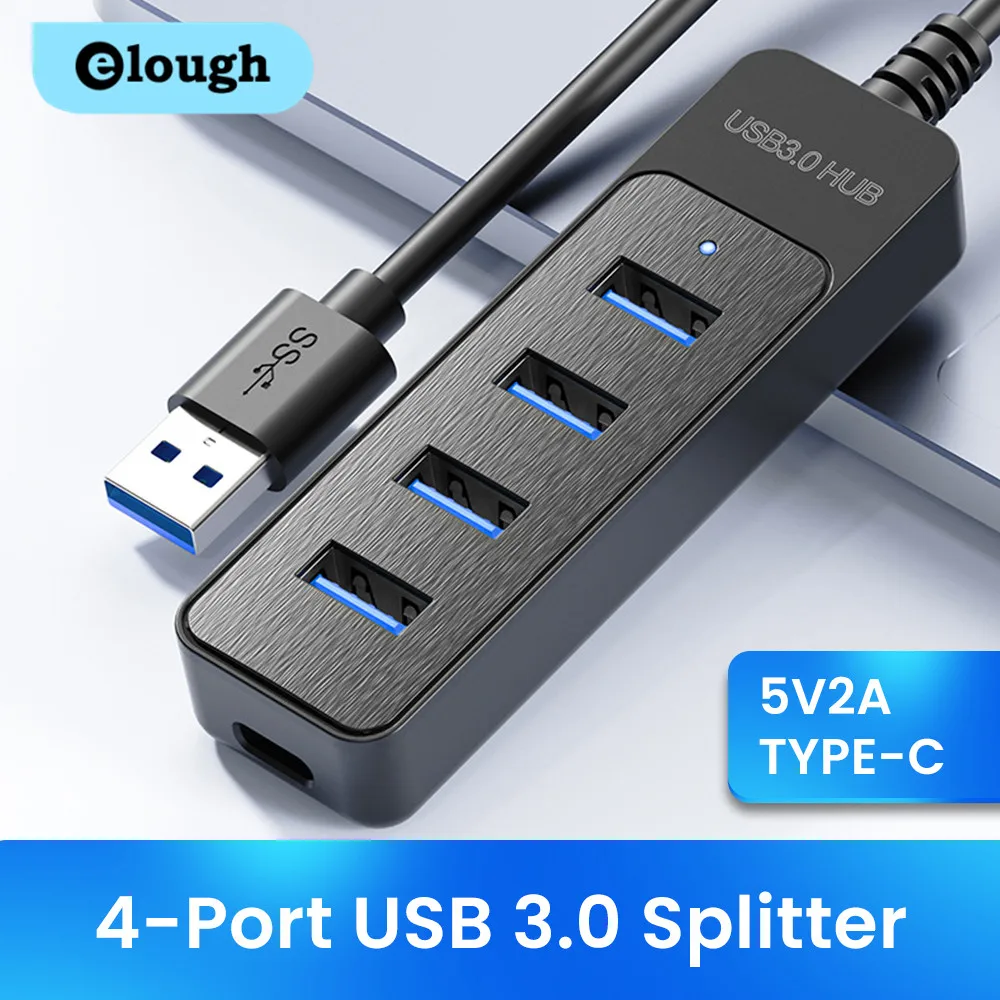 Elough 4 Ports USB HUB 3.0 High Speed Multi USB 3.0 Splitter Type c USB 2.0 Expa