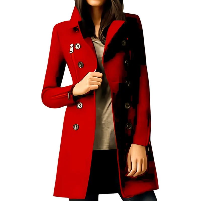 Autumn Winter Women's Coat Wool Blend Solid Lined Coat Outerwears Female Jackets